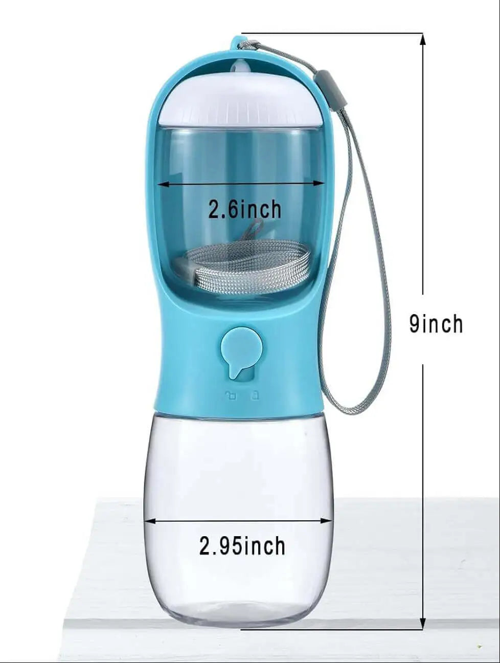 Portable Dog Water Bottle with Treat Container (10oz) – Travel Pet Dispenser & Bowl